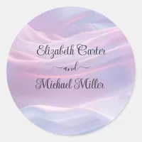 Whispers of Silk: Dreamy Pastel Waves Pink Blue  Classic Round Sticker