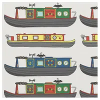 River Boats and Narrowboats Fun Boating Patterned Fabric