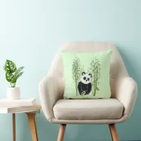Cute Panda in Bamboo Throw Pillow