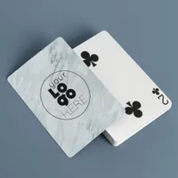 Metallic Silver Marble Business Logo Playing Cards