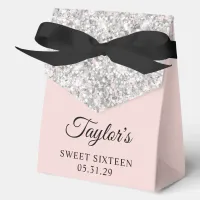 Silver Glitter Blush Sweet Sixteen Favor Boxes