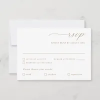 Delicate Gold Calligraphy Wedding Meal Option RSVP Card