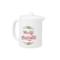 Merry Christmas Laurels Red ID293 Teapot