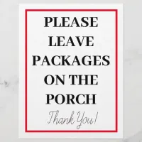Leave Package On Porch Please Sign Flyer