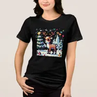 Christmas Reindeer Winter Wonderland Pixel Art Tri-Blend Shirt