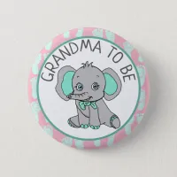 Elephant Themed Grandma to Be Baby Shower Button