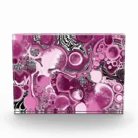 Pink, Magenta and Black Fluid Art Pour Painting   Photo Block