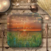 String Lights and Sunset Love and Thanks ID525 Paper Plates