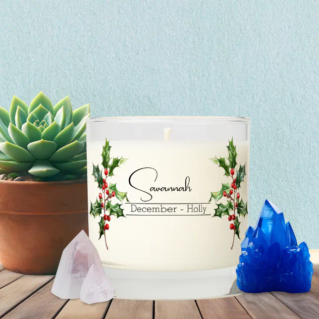 Birth Month Flower December Holly Scented Candle