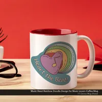 Music Heart Rainbow Doodle Design for Music Lovers Two-Tone Coffee Mug