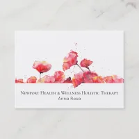 *~* Watercolor Red Poppy Flower Floral Modern Business Card