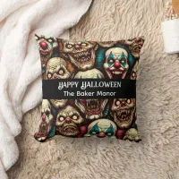 Horrifying Clowns Halloween  Throw Pillow