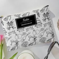 Cute Custom Name Bridesmaid Proposal Gift Makeup Accessory Pouch