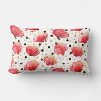 Poppies and Polka Dots Lumbar Pillow