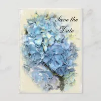 Blue Hydrangea Flower Wedding Save the Date Announcement Postcard