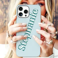 Cute Teal Minimalist Custom Name iPhone 16 Pro Max Case