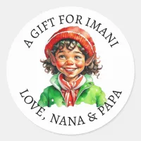 Merry Christmas | Vintage Little Elf Classic Round Sticker