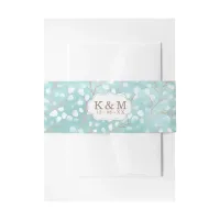 Watercolor Snowdrops Wedding Teal/Copper ID726 Invitation Belly Band