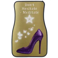 Purple Glitter High Heel Shoe on Gold | Car Floor Mat