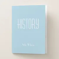 Cute Blue Personalized School Subject History Pocket Folder