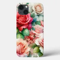 Whimsical Rose Pattern iPhone 13 Case