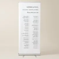 Alphabetical 80 Guest Classic Seating Chart Retractable Banner