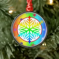 Rainbow Snowflakes Christmas LGBTQ Metal Ornament