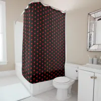 Red Heart Balloon Pattern Black Background Shower Curtain