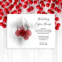 Frosty Red Berries Holiday Open House Party Invitation