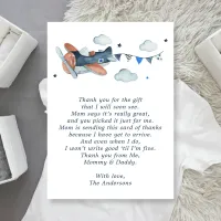 Vintage Airplane Clouds Baby Shower Thank You Card