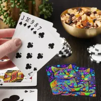 Whimsical Psychedelic Cat Classic Playing Cards