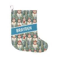 Watercolor Snowman Christmas Personalized  Large Christmas Stocking