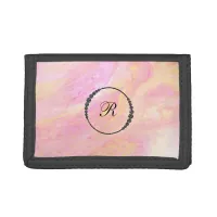 *~* Pink Marble Iridescent Monogram Trifold Wallet