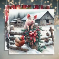 Cute Pig and Chicken Christmas Farm Personalized