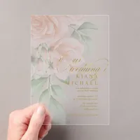 Soft Blush Roses Wedding Transparent ID828 Acrylic Invitations