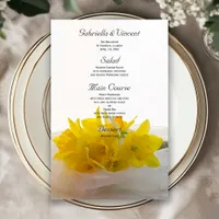 Yellow Daffodils on White Spring Wedding Menu