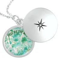 Elegant Dandelion Monogram Green and White | Locket Necklace