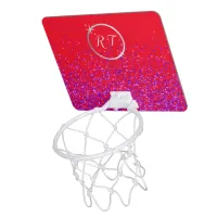 Silver initial monogram with purple glitter | mini basketball hoop