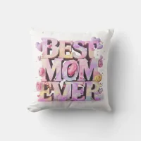 *~ AP72 Mother Day BEST MOM EVER Hearts Floral Throw Pillow