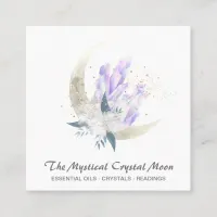 *~* Moon Crystals Floral Cosmic Glitter  Square Business Card