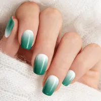 Green And White Ombre Gradient Cute Minx Nail Art