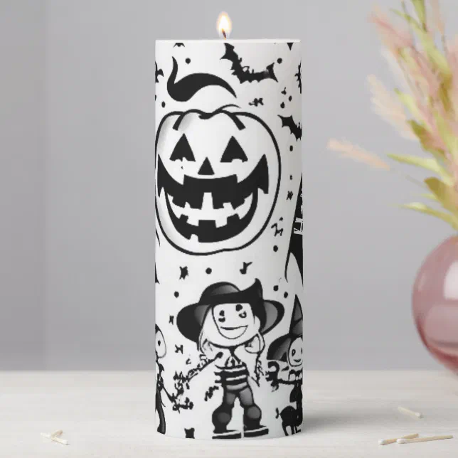 Halloween fiesta en noir et blanc  pillar candle