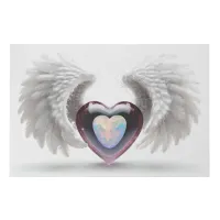 *~*~  Double Heart Angel Wings  AP78 Opal  Faux Canvas Print