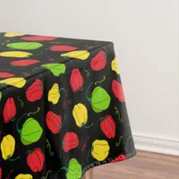 Jamaican Restaurant Scotch Bonnet Chillies Black Tablecloth