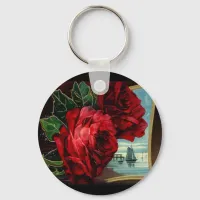 Vintage Roses and Sail Boat Keychain