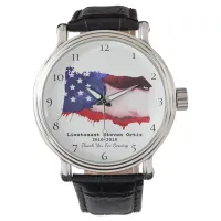 *~*  Flag USA Veteran Military Red White Blue Watch