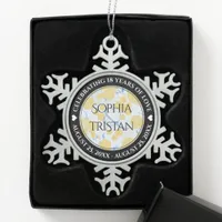 Elegant 18th Porcelain Wedding Anniversary Snowflake Pewter Christmas Ornament