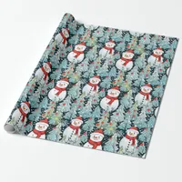 Warm and Cozy Snowman on a Winter Day Christmas Wrapping Paper