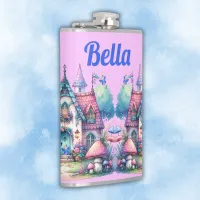 Pink & Blue Fairy Cottage Core Monogram on Pink | Flask