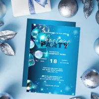 Tranquil Blue Winter Night Corporate Christmas Invitation